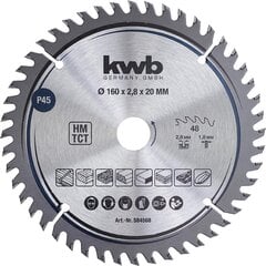 KWB Circuit Sow Blade 160 x 20 мм мм, очень тонкий разрез, лезвие пилы, подходящее для рабочих столов, дерева и панелей с покрытием цена и информация | Запчасти для садовой техники | 220.lv