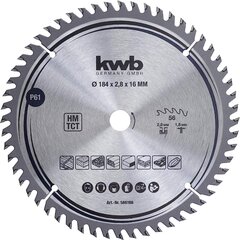 KWB Circuit Sow Blade 184 x 16 мм мм, очень тонкий разрез, лезвие, подходящее для рабочих столов, дерева и панелей с покрытием цена и информация | Запчасти для садовой техники | 220.lv