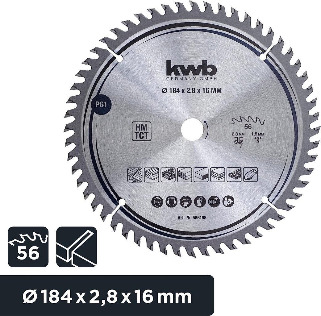 KWB zāģa asmens 184 x 16 mm cena un informācija | Dārza tehnikas rezerves daļas | 220.lv