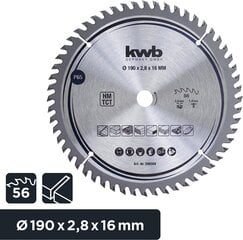 KWB Circuit Sow Blade 190 x 16 мм мм, очень тонкий разрез, лезвие, подходящее для рабочих столов, дерева и панелей с покрытием цена и информация | Запчасти для садовой техники | 220.lv