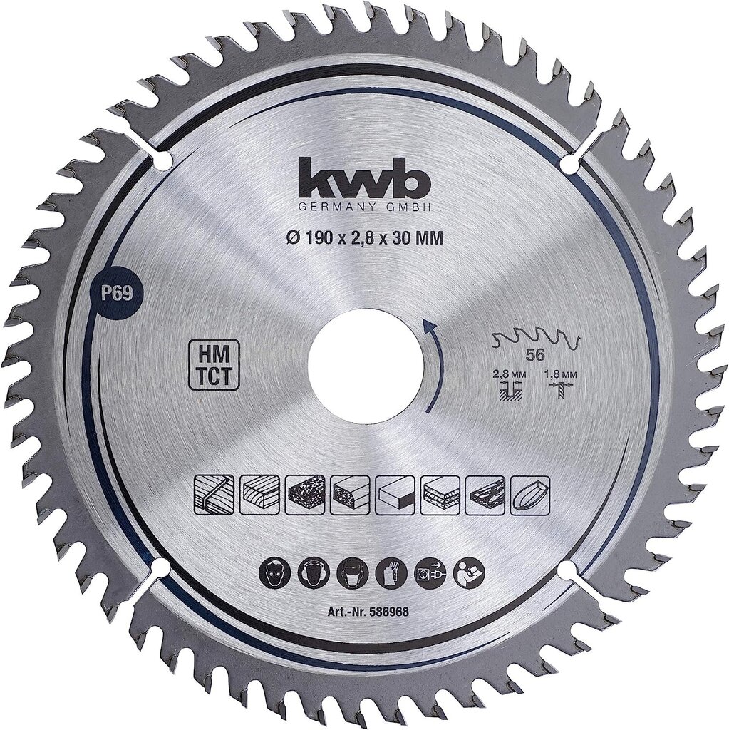 KWB zāģa asmens 190 x 30 mm cena un informācija | Dārza tehnikas rezerves daļas | 220.lv