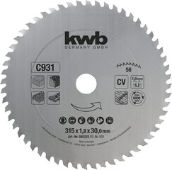 KWB Circuit Sow Blade 315 x 30 мм мм, сделанная в Германии, Gross более быстрое разреза цена и информация | Запчасти для садовой техники | 220.lv