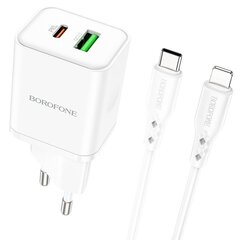 Сетевая зарядка Borofone BN7 Type-C 20W/USB-A 18W PD20W+QC3.0 + Type-C белая цена и информация | Зарядные устройства для телефонов | 220.lv