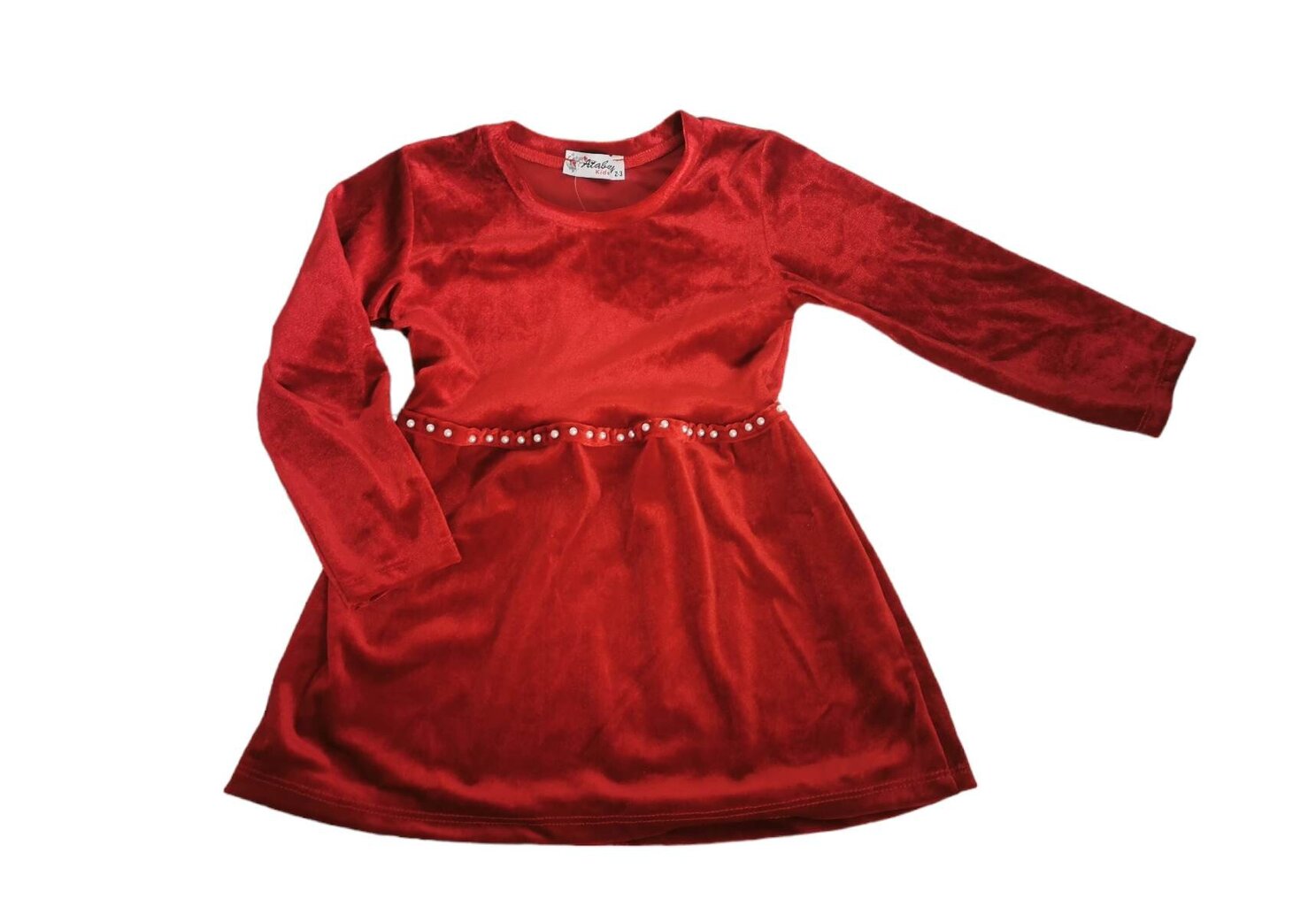 Sarkana samta kleita meitenēm ar garām piedurknēm цена и информация | Kleitas meitenēm | 220.lv
