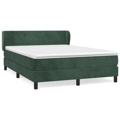 Atsperu gultas rāmis ar matraci vidaXL, 140x200 cm, tumši zaļš cena un informācija | Gultas | 220.lv