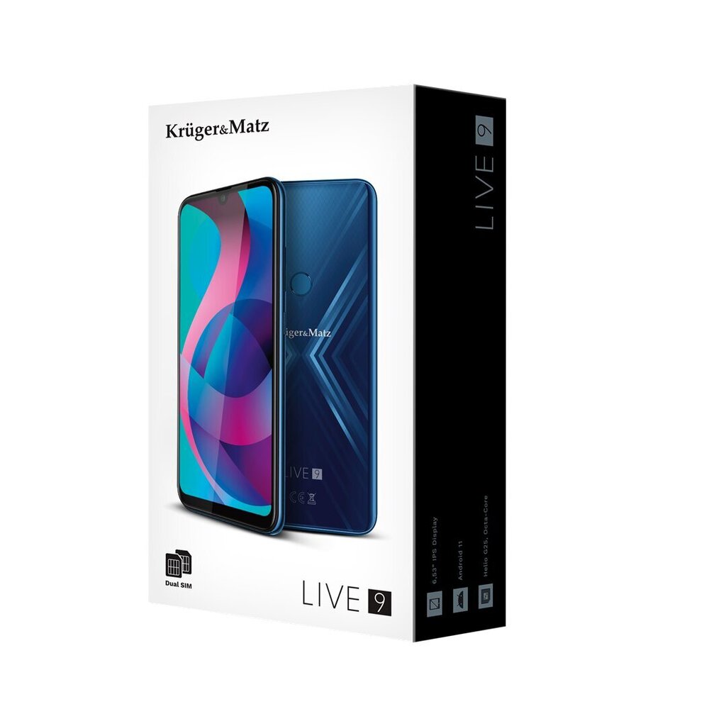 Kruger & Matz Live 9 (KM0497-BL), Dual SIM, 4/64GB, Blue цена и информация | Mobilie telefoni | 220.lv