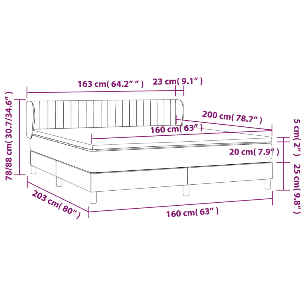 Atsperu gultas rāmis ar matraci vidaXL, 160x200 cm, gaiši pelēks цена и информация | Gultas | 220.lv