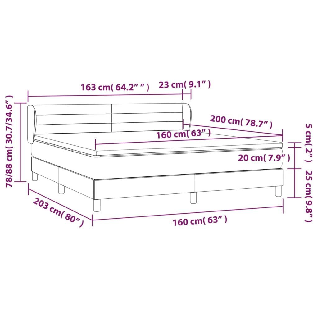 Atsperu gultas rāmis ar matraci vidaXL, 160x200 cm, rozā cena un informācija | Gultas | 220.lv