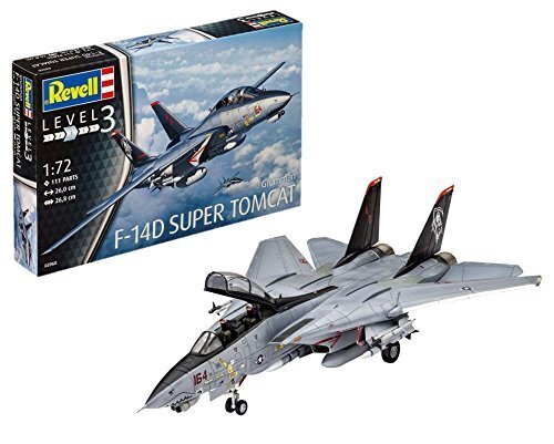 Lidmašīna Revell F14D Super Tomcat, pelēka цена и информация | Rotaļlietas zēniem | 220.lv