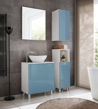 Шкафчик для ванной комнаты с зеркалом 59x51x16, 2x25W, RANO белый цена и информация | Комплекты в ванную | 220.lv