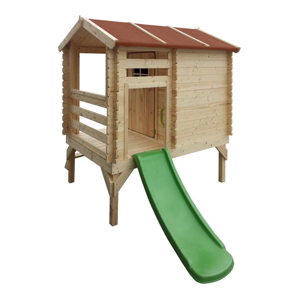 Timbela koka māja ar slidkalniņu M501C cena un informācija | Bērnu rotaļu laukumi, mājiņas | 220.lv