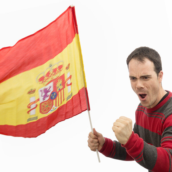 Spānijas karogs ar mastu 60 x 90 cm cena un informācija | Karnevāla kostīmi, maskas un parūkas | 220.lv