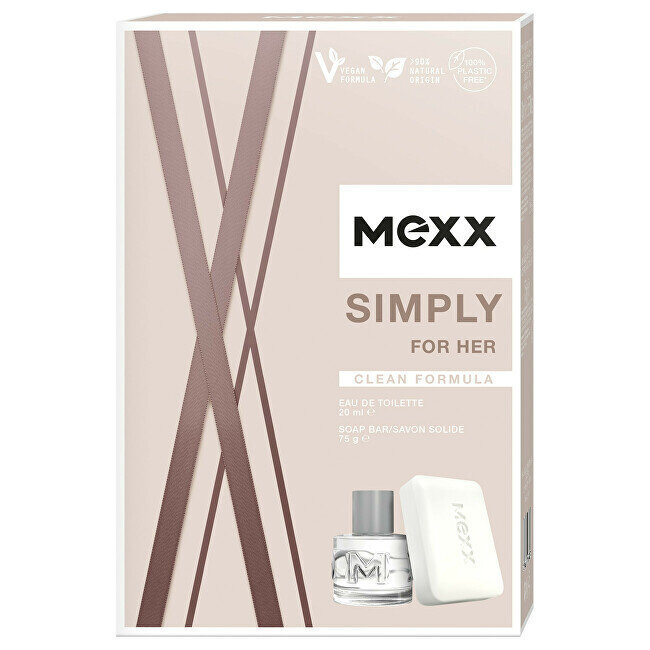 Komplekts Mexxx Simply For Her sievietēm: tualetes ūdens EDT, 20 ml + ziepes, 75 g cena un informācija | Sieviešu smaržas | 220.lv