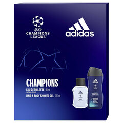 Komplekts Adidas Uefa Champions League Edition vīriešiem: tualetes ūdens EDT, 50 ml + dušas želeja, 250 ml cena un informācija | Adidas Smaržas, kosmētika | 220.lv