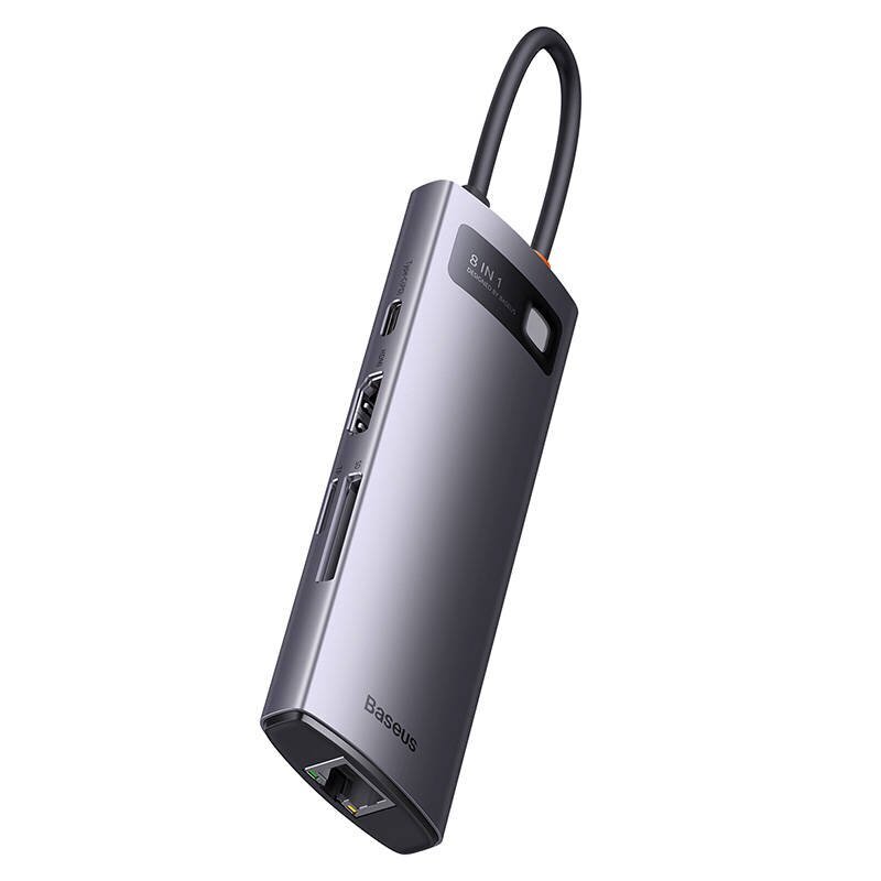 Hub 8in1 Baseus StarJoy Series, USB-C to 3x USB 3.1 + HDMI + USB-C PD + RJ45 + microSD|SD cena un informācija | Adapteri un USB centrmezgli | 220.lv