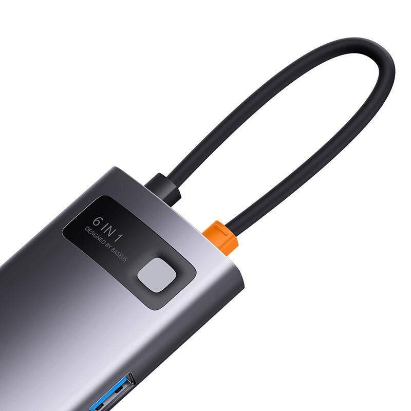 Hub 6in1 Baseus StarJoy Series, USB-C to 3x USB 3.0 + HDMI + USB-C PD + RJ45 цена и информация | Adapteri un USB centrmezgli | 220.lv