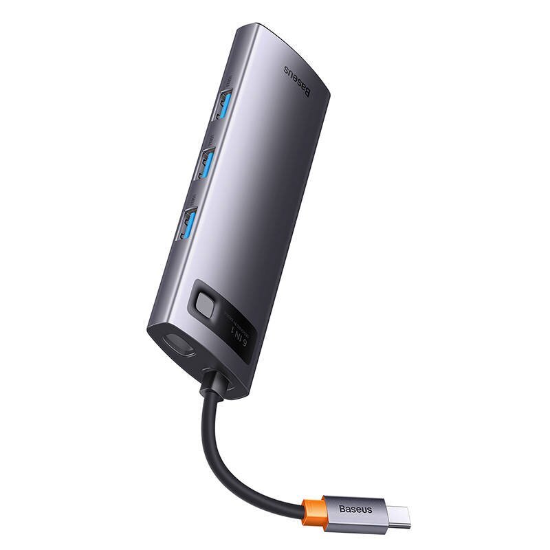 Hub 6in1 Baseus StarJoy Series, USB-C to 3x USB 3.0 + HDMI + USB-C PD + RJ45 цена и информация | Adapteri un USB centrmezgli | 220.lv