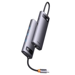Hub 6in1 Baseus StarJoy Series, USB-C to 3x USB 3.0 + HDMI + USB-C PD + RJ45 cena un informācija | Adapteri un USB centrmezgli | 220.lv