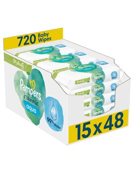 Влажные салфетки Pampers Harmonie Aqua, 15 x 48 шт. цена и информация | Одноразовые пеленки и влажные салфетки | 220.lv