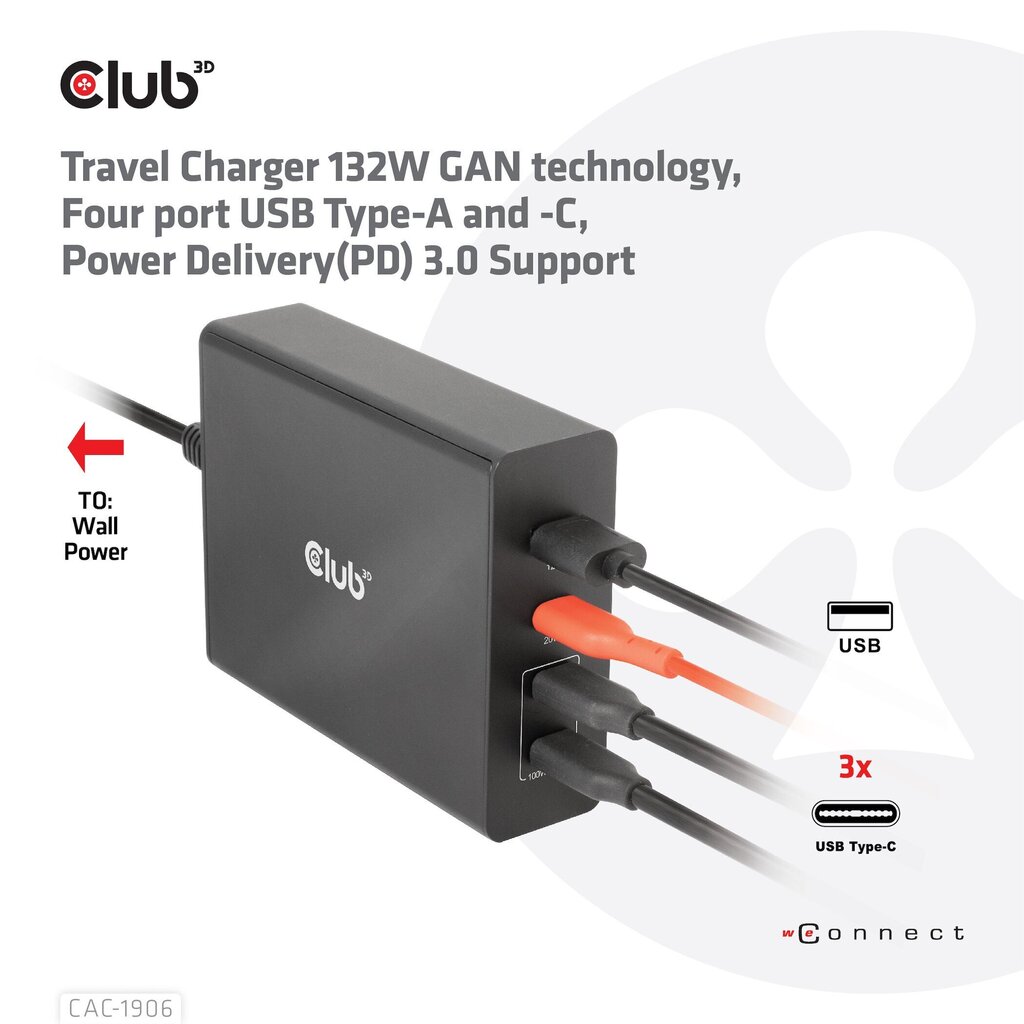 Adapteris CLUB3D CAC-1906 132 W cena un informācija | Adapteri un USB centrmezgli | 220.lv