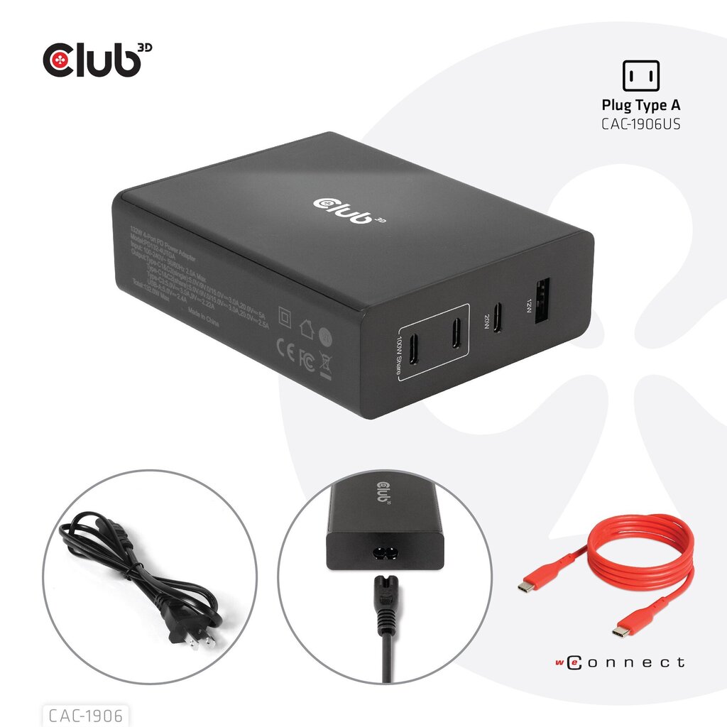 Adapteris CLUB3D CAC-1906 132 W cena un informācija | Adapteri un USB centrmezgli | 220.lv