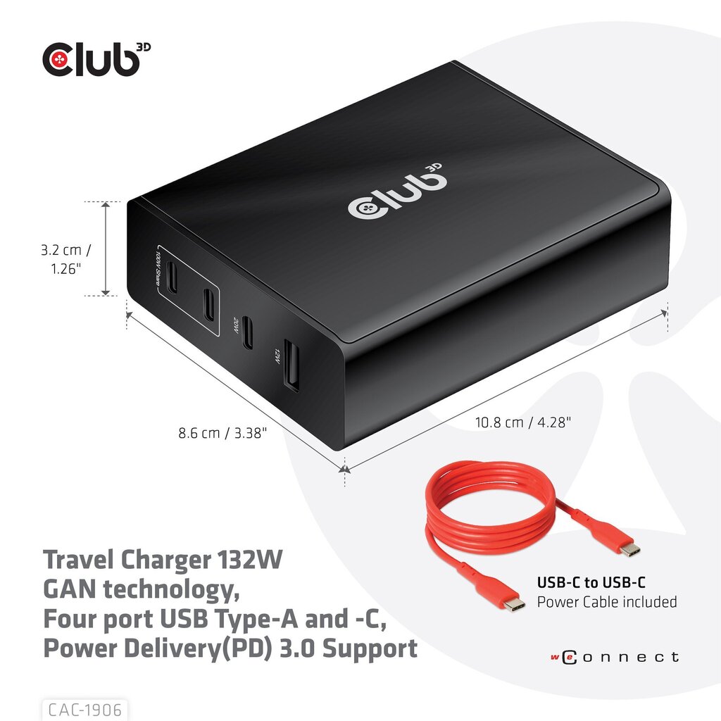 Adapteris CLUB3D CAC-1906 132 W cena un informācija | Adapteri un USB centrmezgli | 220.lv