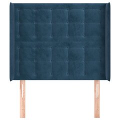 Galvgalis ar malām, tumši zils samts, 103x16x118/128 cm cena un informācija | Gultas | 220.lv
