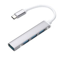 Адаптер USB-C с четырьмя разъемами USB 3.0, серый и белый цена и информация | Адаптеры и USB разветвители | 220.lv