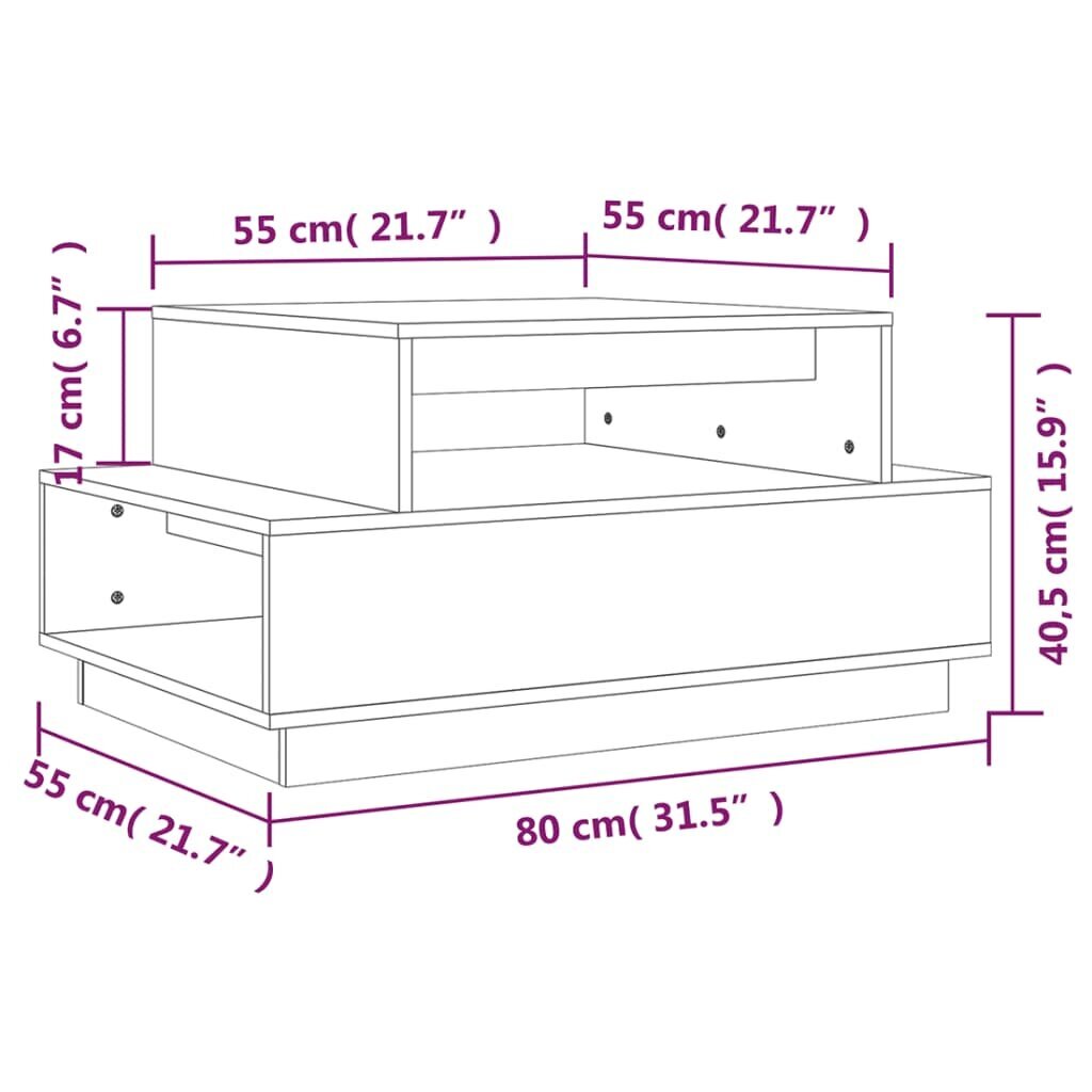 vidaXL kafijas galdiņš, 80x55x40,5 cm, priedes masīvkoks cena un informācija | Žurnālgaldiņi | 220.lv