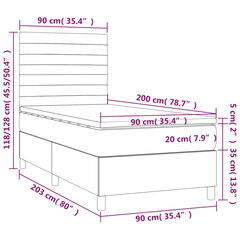vidaXL atsperu gulta ar matraci, tumši pelēka, 90x200 cm, audums цена и информация | Кровати | 220.lv