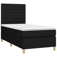 vidaXL atsperu gultas rāmis ar matraci, melna, 90x200 cm, audums cena un informācija | Gultas | 220.lv
