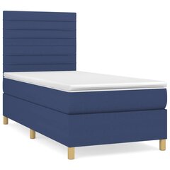 vidaXL atsperu gultas rāmis ar matraci, zils, 100x200 cm, audums цена и информация | Кровати | 220.lv