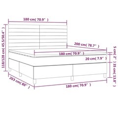 vidaXL atsperu gulta ar matraci, gaiši pelēka audums, 180x200 cm цена и информация | Кровати | 220.lv