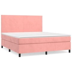 vidaXL atsperu gulta ar matraci, rozā samts, 160x200 cm цена и информация | Кровати | 220.lv