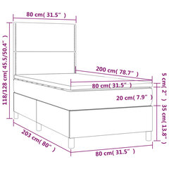 vidaXL atsperu gulta ar matraci, melns samts, 80x200 cm cena un informācija | Gultas | 220.lv