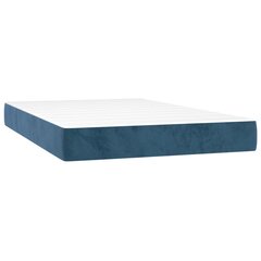 vidaXL atsperu gulta ar matraci, tumši zils samts, 120x200 cm cena un informācija | Gultas | 220.lv
