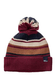 JACK WOLFSKIN Pompom Beanie Kids Dark Ruby cena un informācija | Cepures, cimdi, šalles zēniem | 220.lv