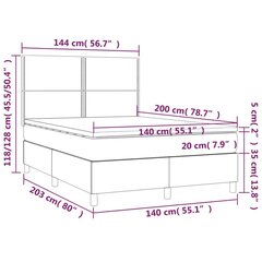 vidaXL atsperu gulta ar matraci, gaiši pelēks samts, 140x200 cm цена и информация | Кровати | 220.lv