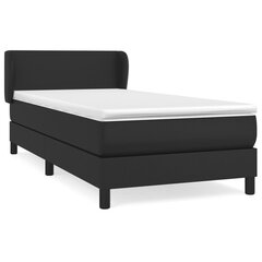 vidaXL atsperu gulta ar matraci, melna, 90x200 cm, mākslīgā āda цена и информация | Кровати | 220.lv