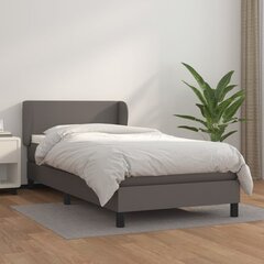vidaXL atsperu gulta ar matraci, pelēka, 80x200 cm, mākslīgā āda cena un informācija | Gultas | 220.lv