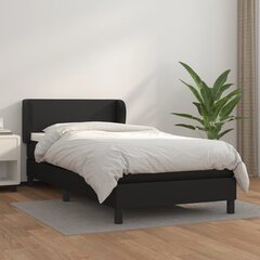 vidaXL atsperu gulta ar matraci, melna, 80x200 cm, mākslīgā āda cena un informācija | Gultas | 220.lv