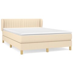 vidaXL atsperu gulta ar matraci, krēmkrāsas audums, 140x190 cm cena un informācija | Gultas | 220.lv
