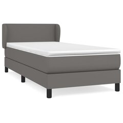 vidaXL atsperu gulta ar matraci, pelēka, 90x200 cm, mākslīgā āda cena un informācija | Gultas | 220.lv