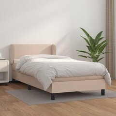 vidaXL atsperu gulta ar matraci, kapučīno, 90x200 cm, mākslīgā āda cena un informācija | Gultas | 220.lv