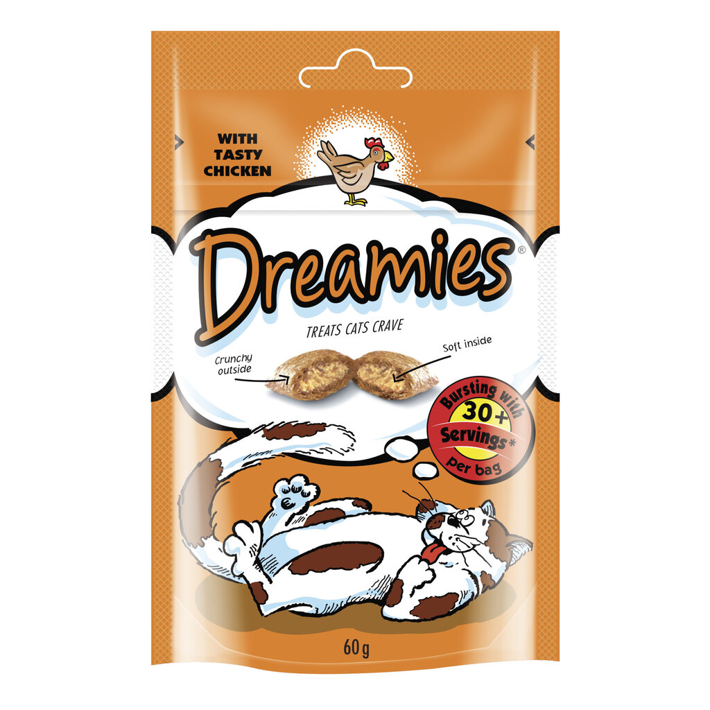 Gardums kaķiem ar vistu DREAMIES 60 g цена и информация | Gardumi kaķiem | 220.lv