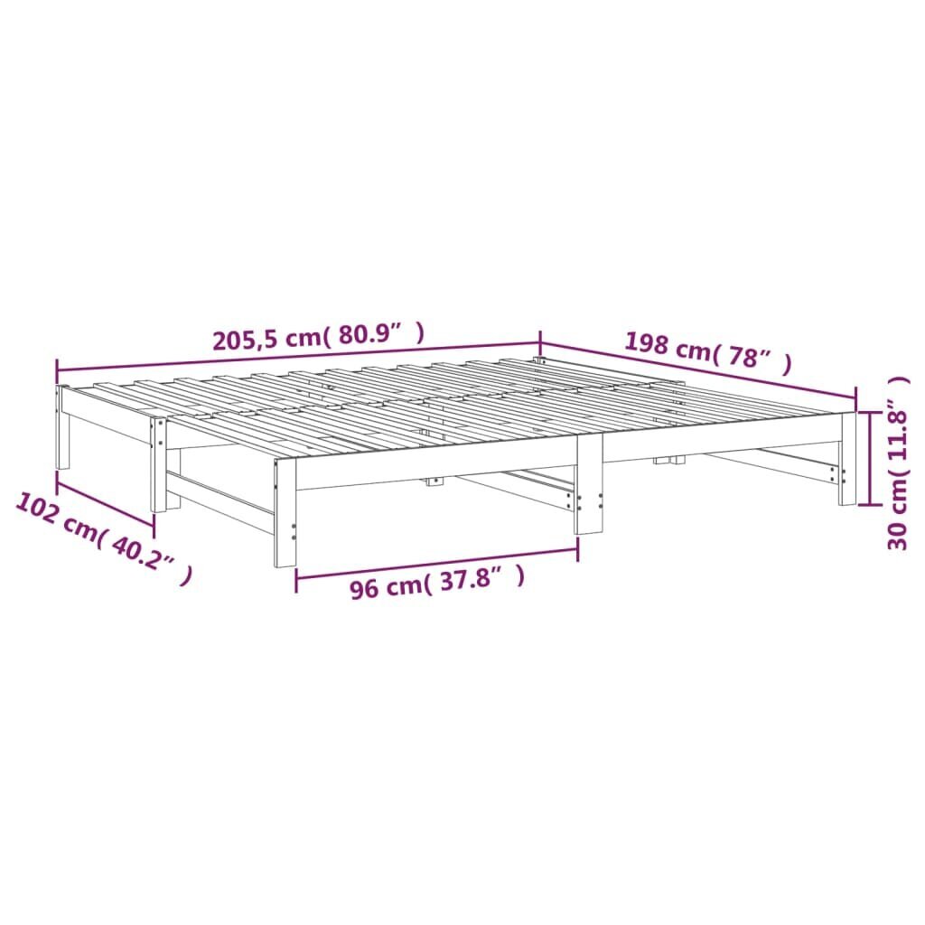 Izvelkama gulta, 2x(100x200)cm, balts cena un informācija | Gultas | 220.lv