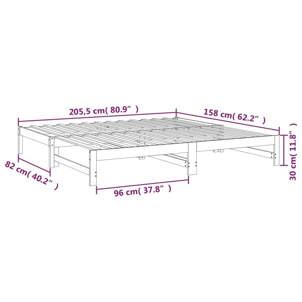 Izvelkama gulta, 2x(80x200)cm, medus brūns cena un informācija | Gultas | 220.lv