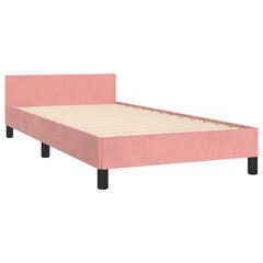 Каркас кровати с изголовьем, розовый, 80х200 см, бархат цена и информация | Кровати | 220.lv