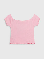 TOMMY HILFIGER Off Shoulder Rib Top Pink cena un informācija | Krekli, bodiji, blūzes meitenēm | 220.lv