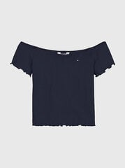 Детская футболка TOMMY HILFIGER Off Shoulder Rib Top Blue цена и информация | Рубашки для девочек | 220.lv